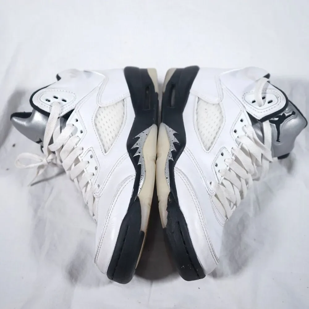 Nike Air Jordan 5 Reverse Metallic White Black GS 4.5Y 440888-110 Minty
